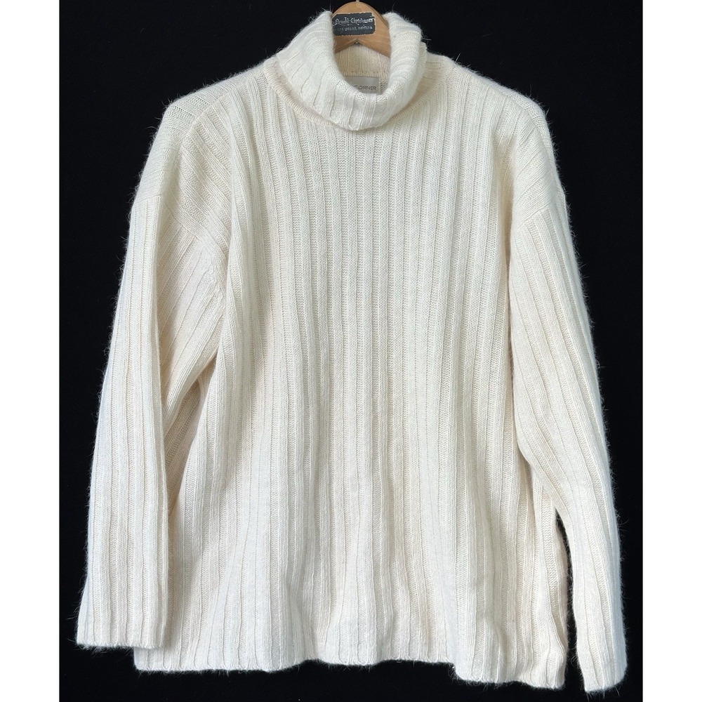 Casual Corner Turtleneck Lambswool Angora Vintage Women Large Ivory Excellent